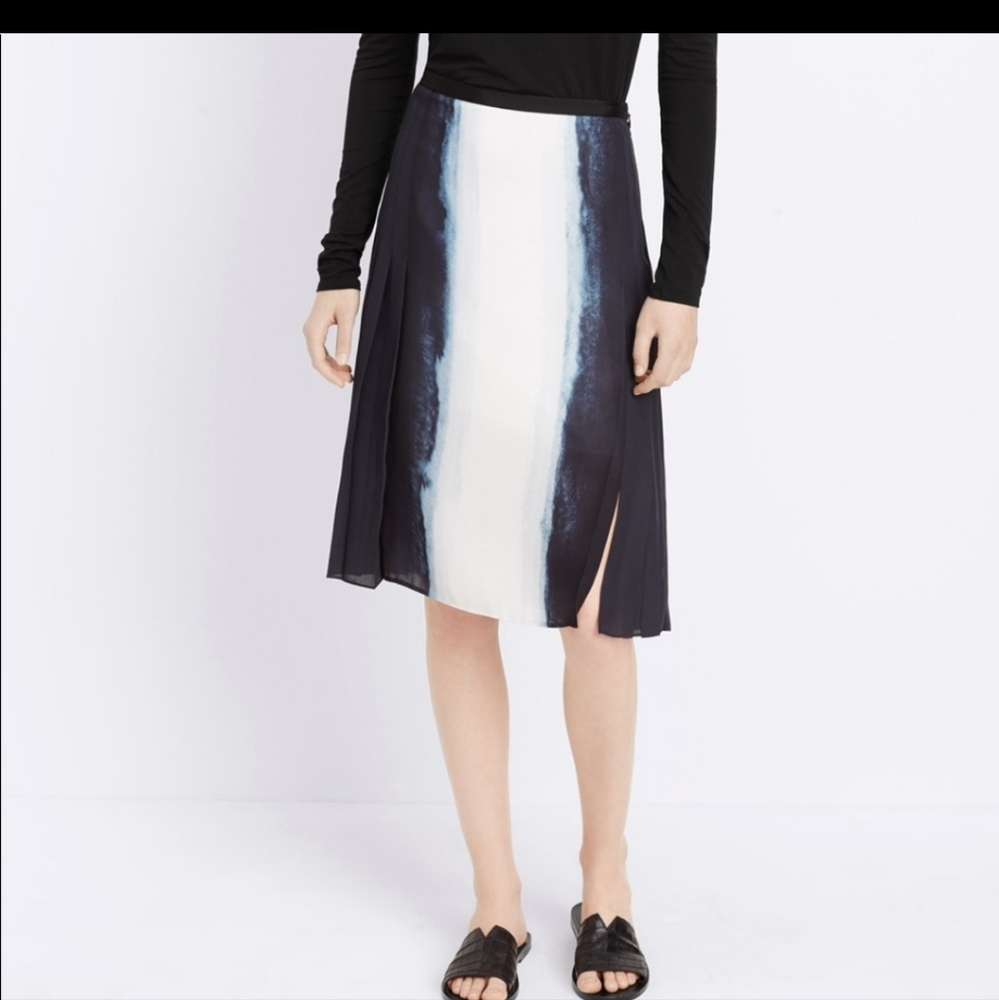 Vince vertical tie dye silk skirt